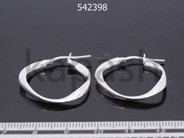 תמונה של עגיל חישוק כסף 26X3 מ"מ צינור גלי עדין (יח')