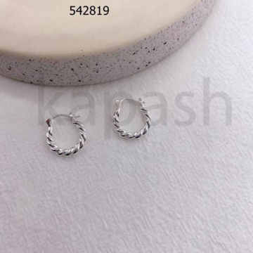 תמונה של עגיל חישוק כסף 16 מ"מ~ חוט מסובב סגירת מנוף (יח')