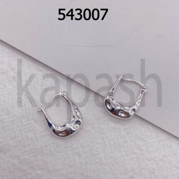 תמונה של עגיל כסף חישוק צורת סל מרוקע (יח')