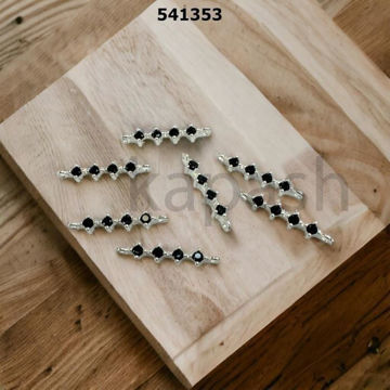 תמונה של אלמנט כסף מקל משובץ זרקונים שחורים 2 לולאות (יח')