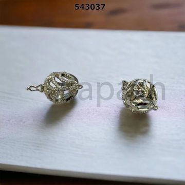 תמונה של סוגר כלוב כסף משובץ זרקונים 13 מ"מ פנימי  (יח')