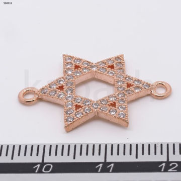 תמונה של מגן דוד משובץ CZ רוז גולד 2 לולאות