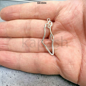 תמונה של תליון כסף מפת ישראל מסגרת ~35 מ"מ (יח')