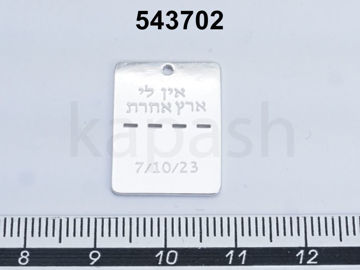 תמונה של תליון כסף מצופה רודיום דיסקית אין לי ארץ אחרת 7.10.23 (יח')