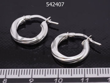 תמונה של עגיל חישוק כסף 15X3 מ"מ צינור מסובב (יח')