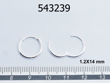 תמונה של עגיל חישוק כסף תיק תק 14 מ"מ עובי 1.2 (יח')