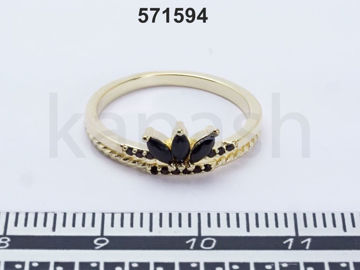 תמונה של טבעת מיקרוני פס 3 מרקיזות , פס משובץ זרקונים שחורים (יח')