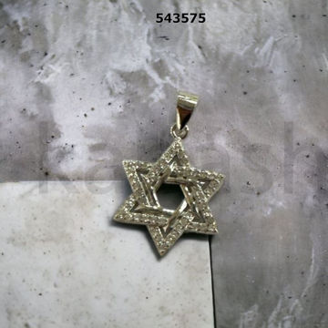תמונה של תליון כסף מגן דוד צלעות משובצות וצלע פנימית חלקה 16.5 מ"מ~ (יח')